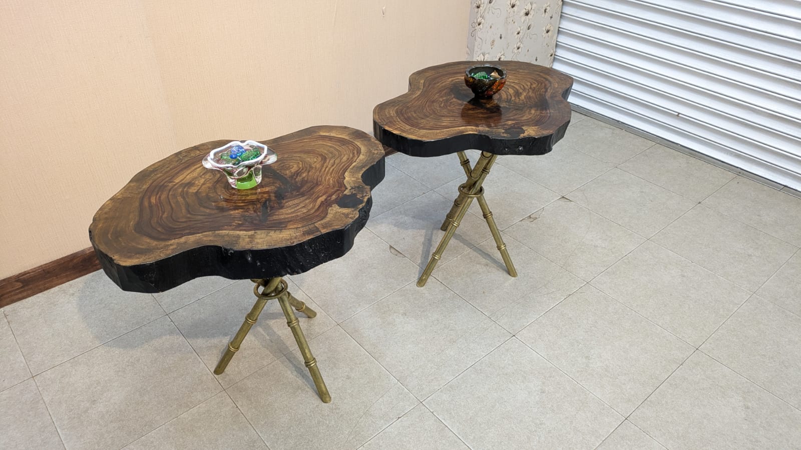 Brand New Unused Live Edge Pair Of Corner Tables