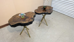 Brand New Unused Live Edge Pair Of Corner Tables