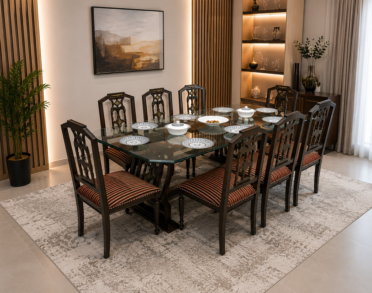 Solid Sheesham Wood 8 Seater Dining Table