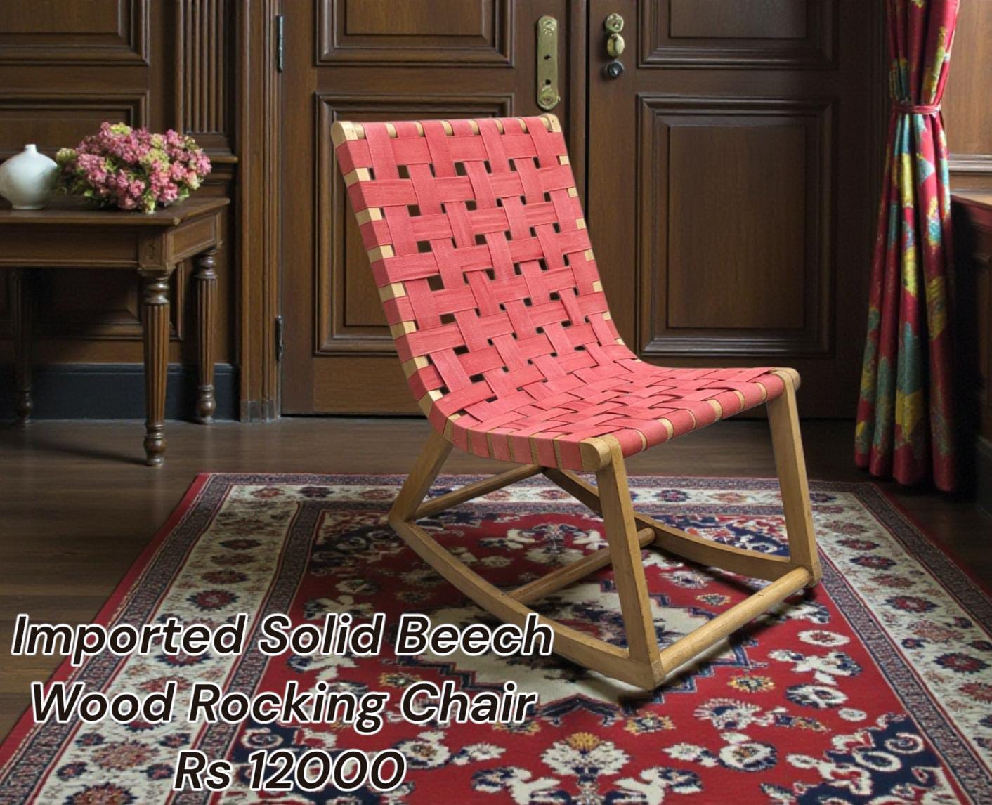 Imported Solid Beech Wood Rocking Chair
