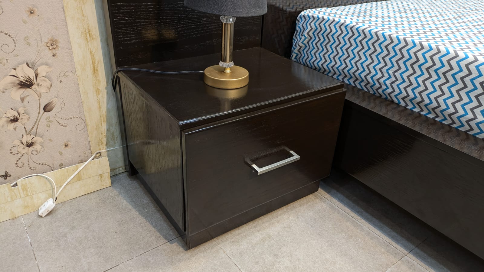 Single Bed with Mattress and 2 Side Tables
