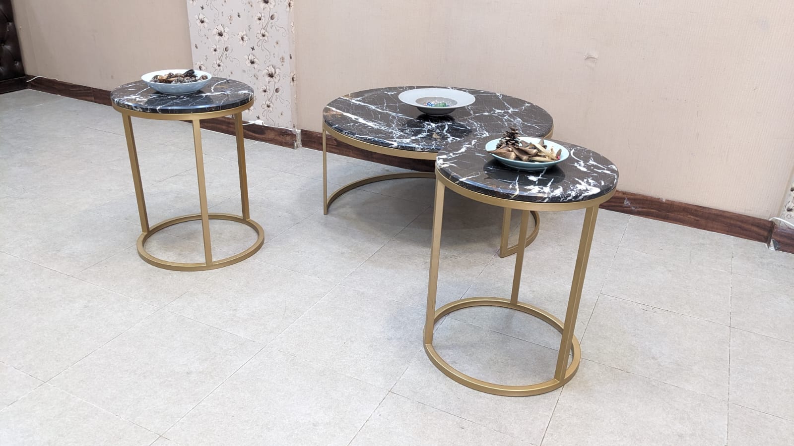 Marble Top Center and Side Tables Set