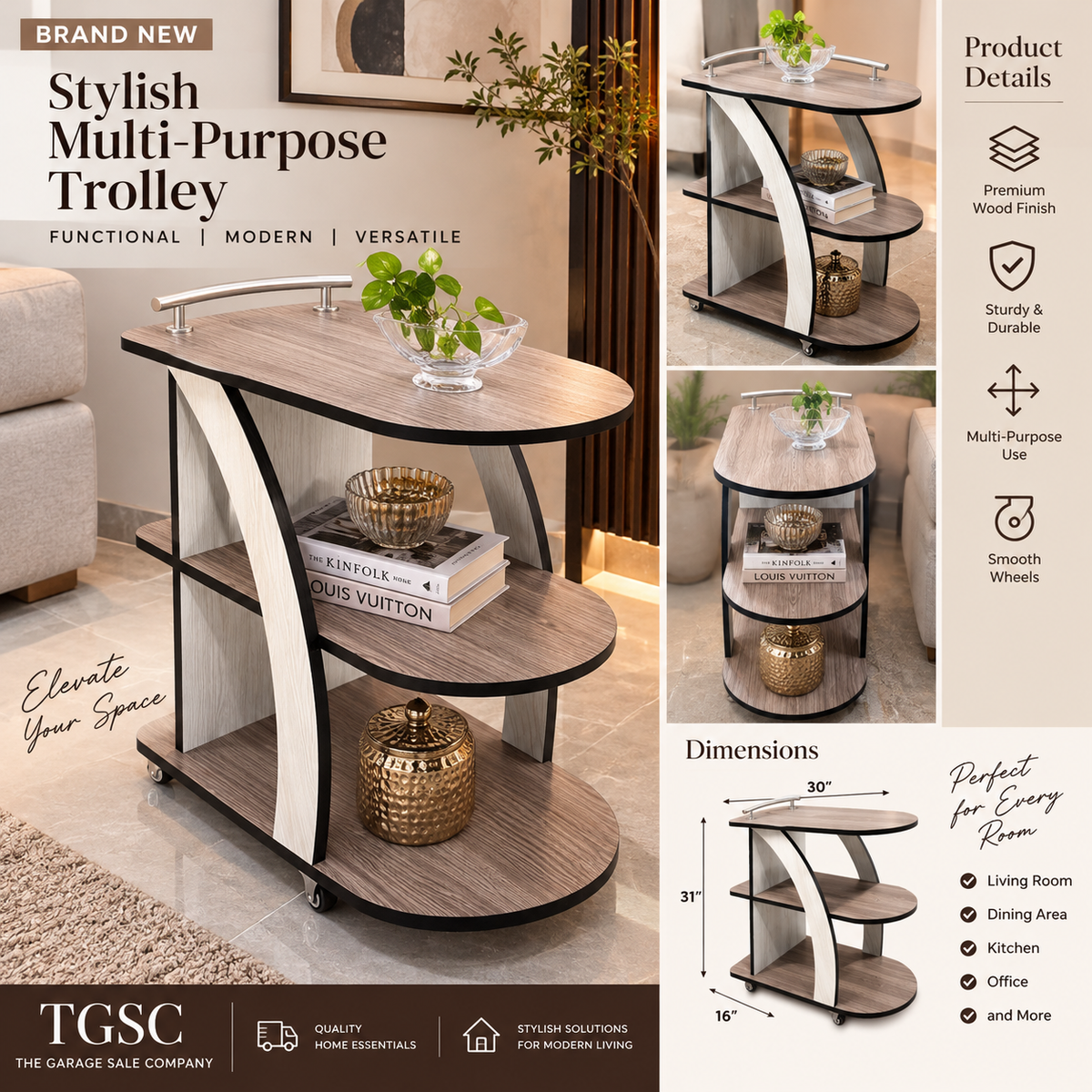 Brand New 3 Tier Tea Trolley