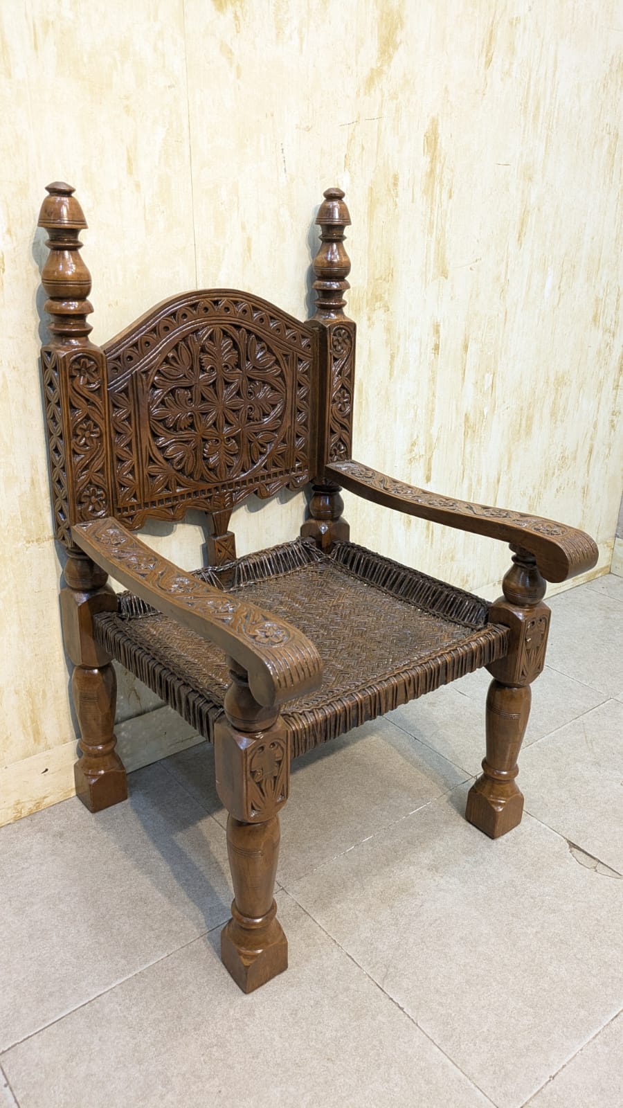 Antique solid Burma teak Peerah Chair Pair