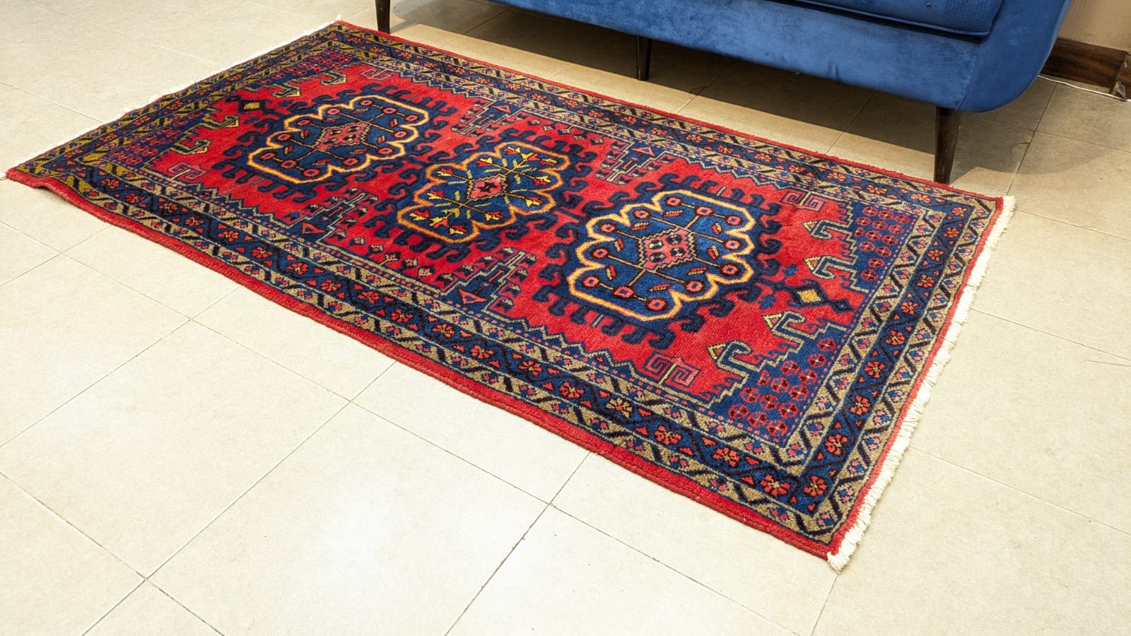 Vintage Persian Medallion Hand Knotted Carpet