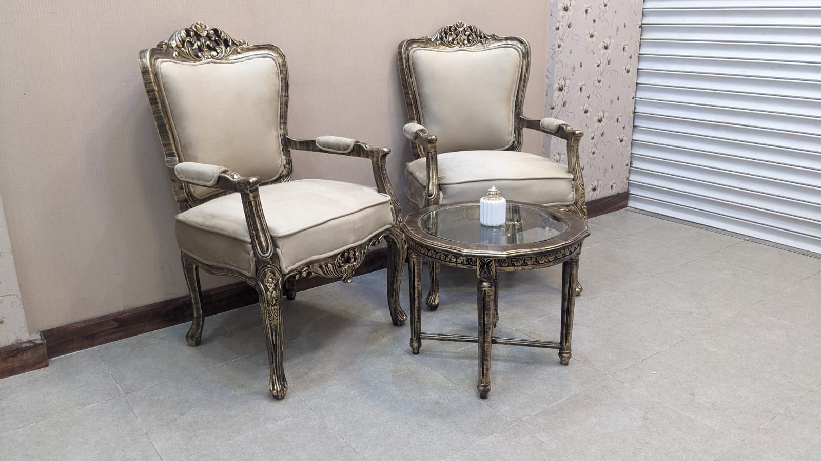 Pair Of Coffee Chairs and Table Set