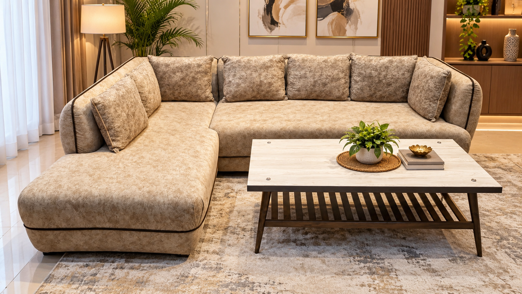 L Shape 6 Seater Sofa Set
