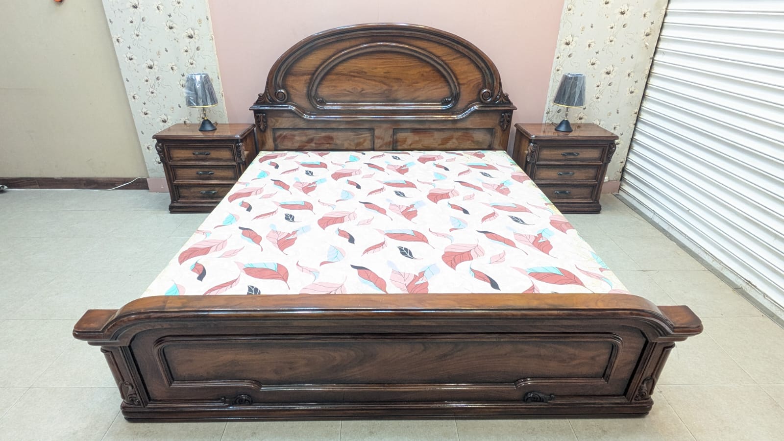 Sheesham Wood And Ply King Size Bed Set