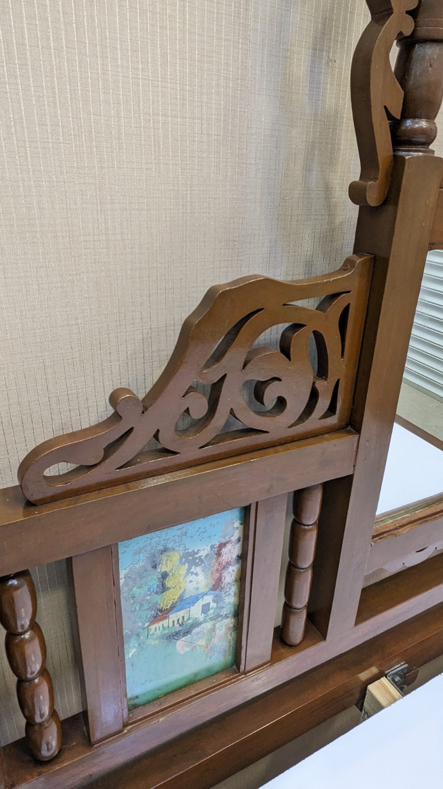 Antique 100% Solid Burma Teak Wood Twin Size Bed with Dura Luxury Foam Mattress