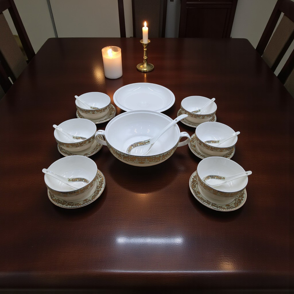 Imported 21 Pieces New Bone China Soup Set