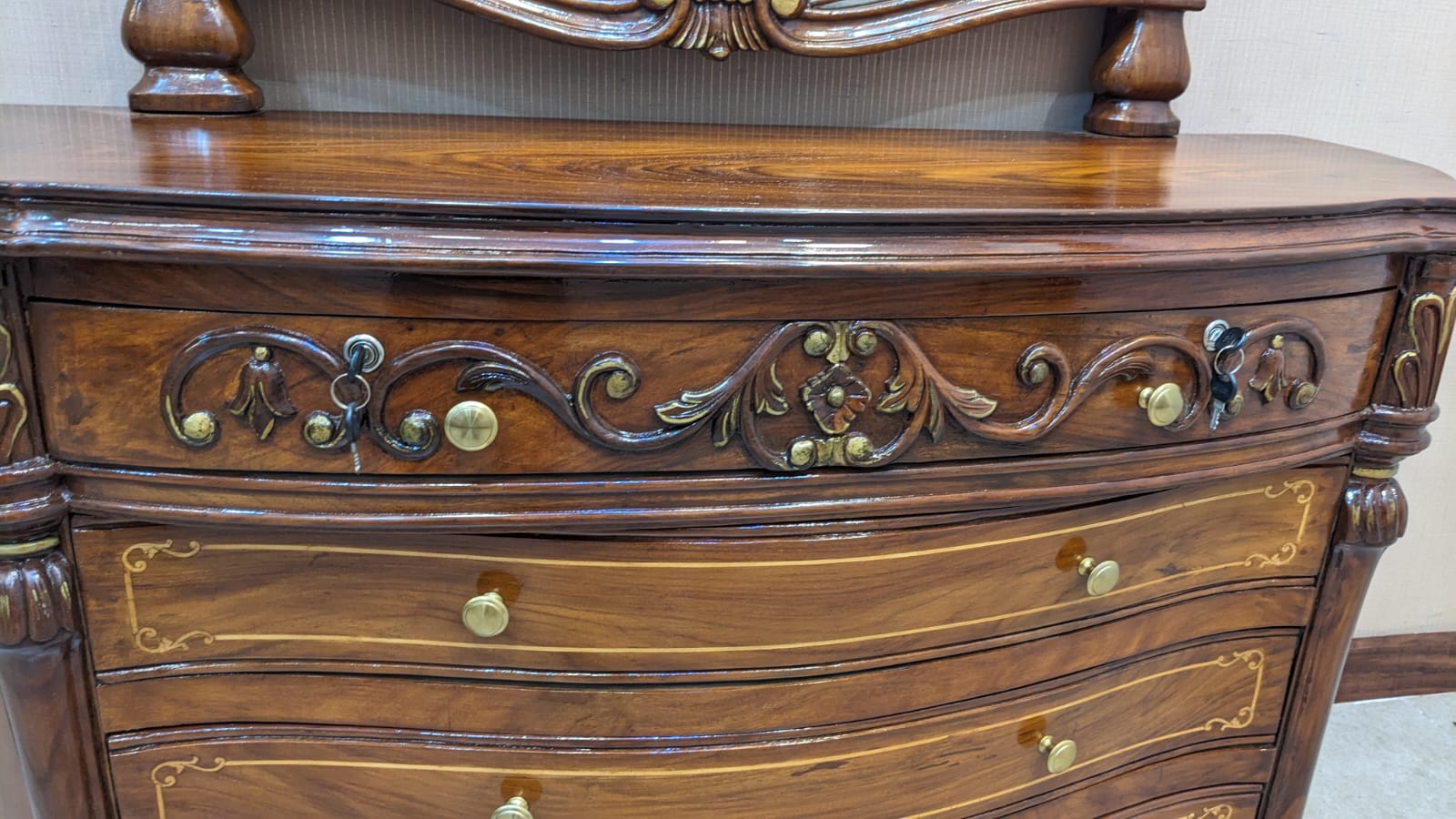 Solid Sheesham Wood King Size Bed Set