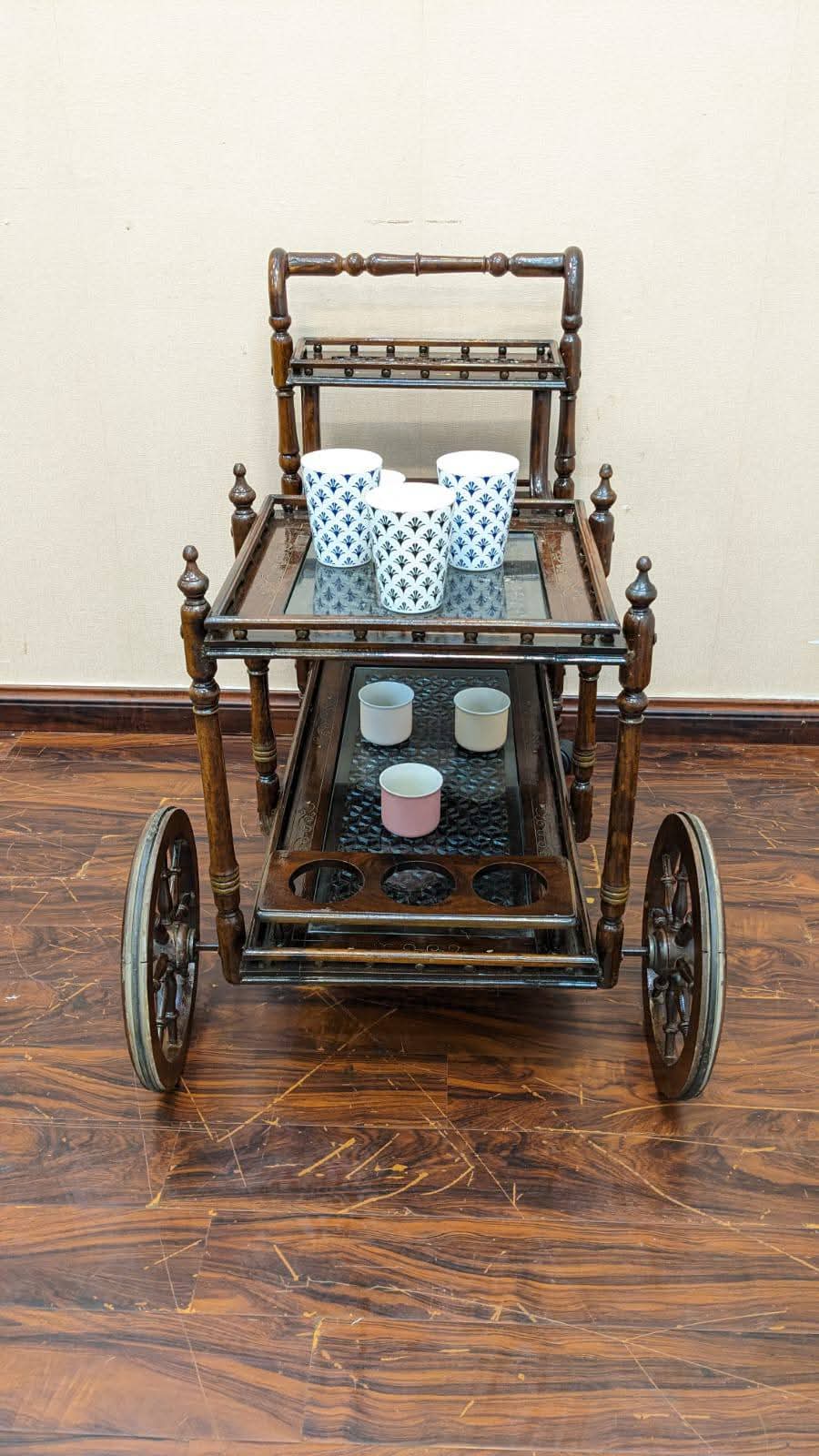 Solid Sheesham Wood Tea Trolley