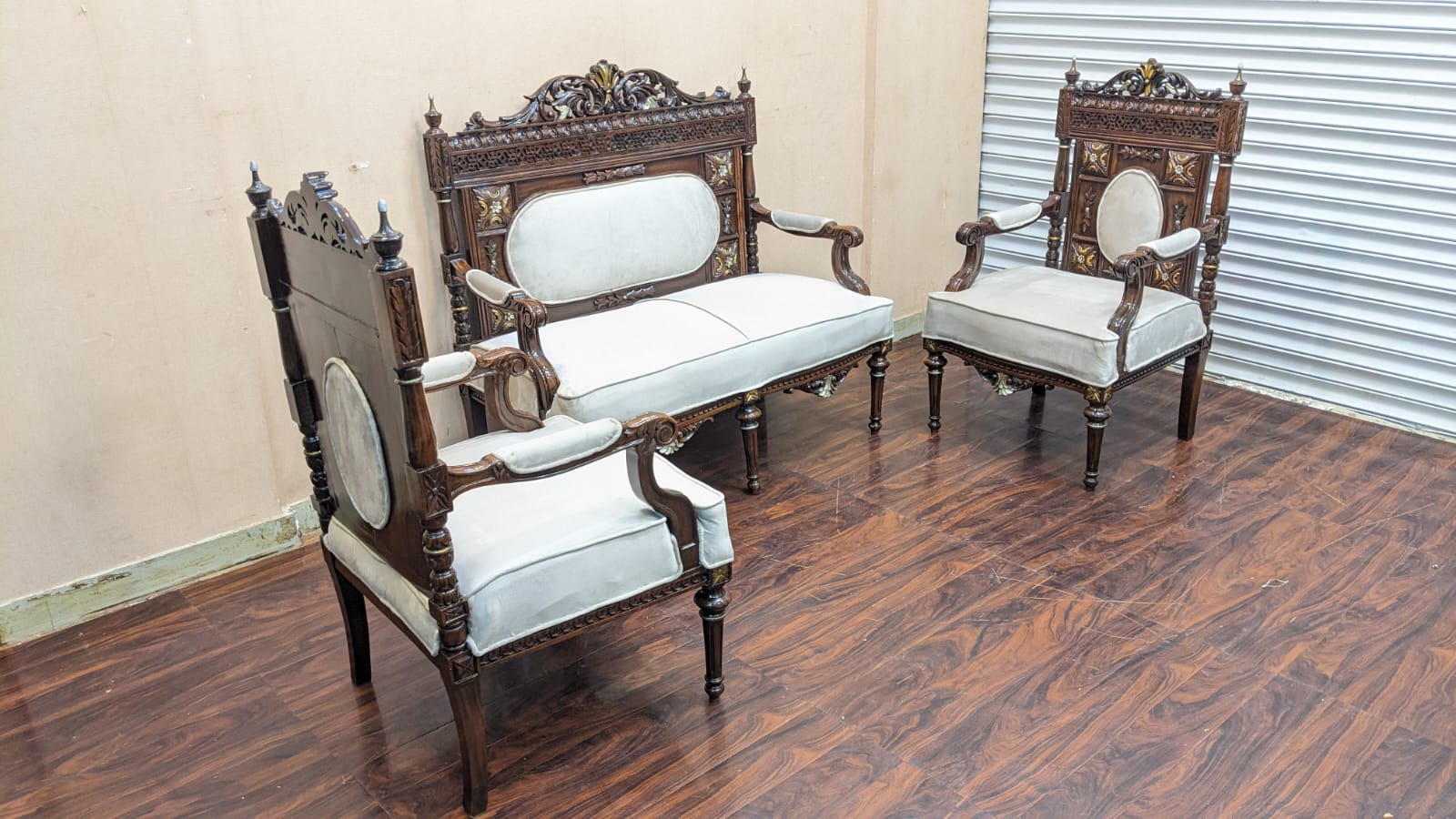 Solid Sheesham Wood 4 Seater Sofa Set