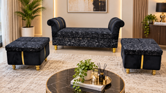 ELEGANT SETTEE WITH 2 MATCHING OTTOMANS