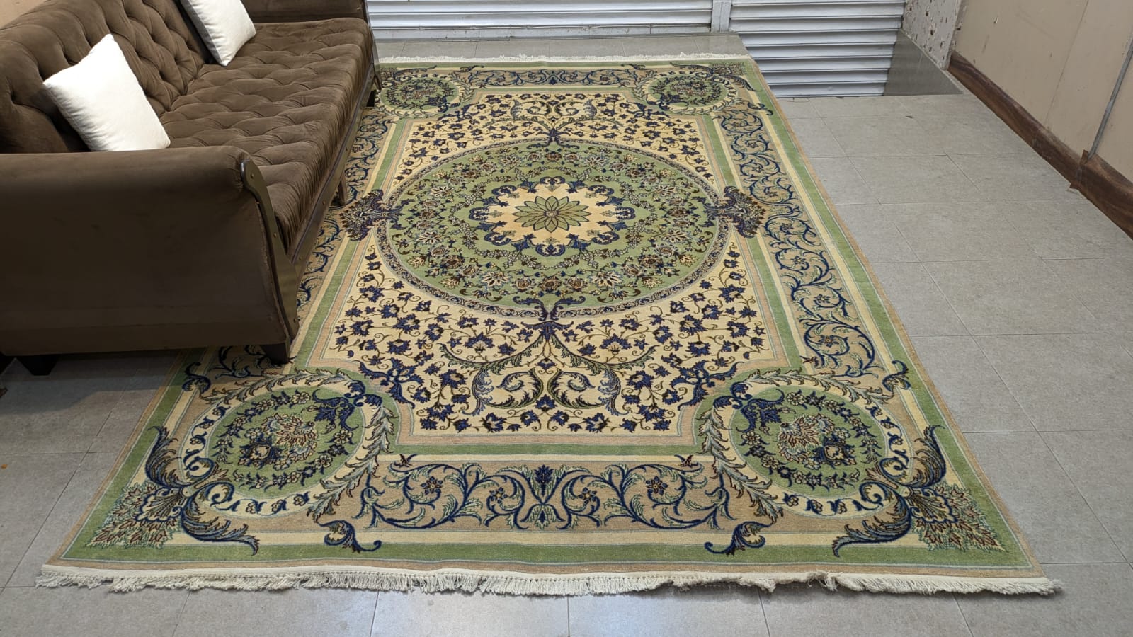 Vintage Persian Nain Hand Knotted Carpet