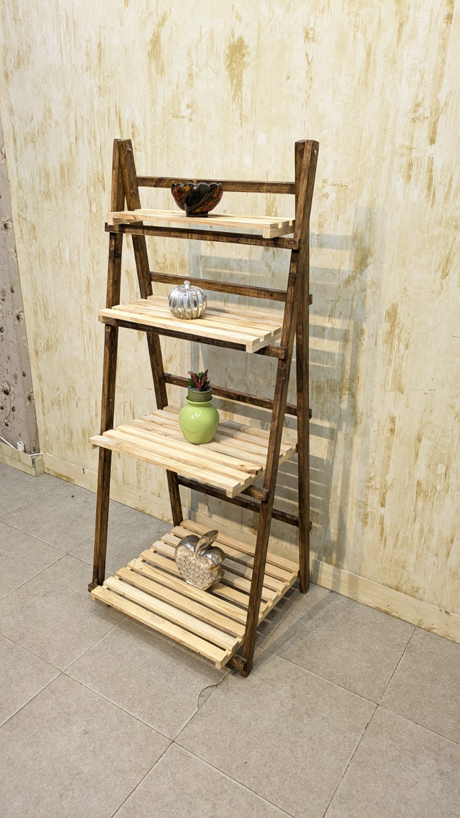 Brand New Foldable Pure wooden display shelf