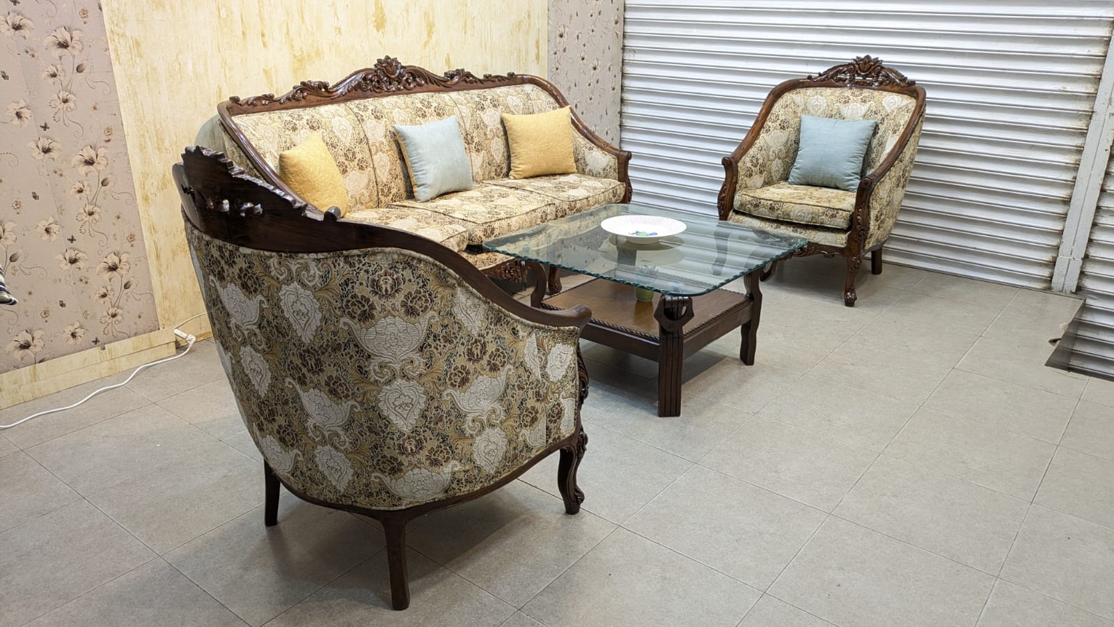 Solid sheesham Wood 5 Seater Sofa Set