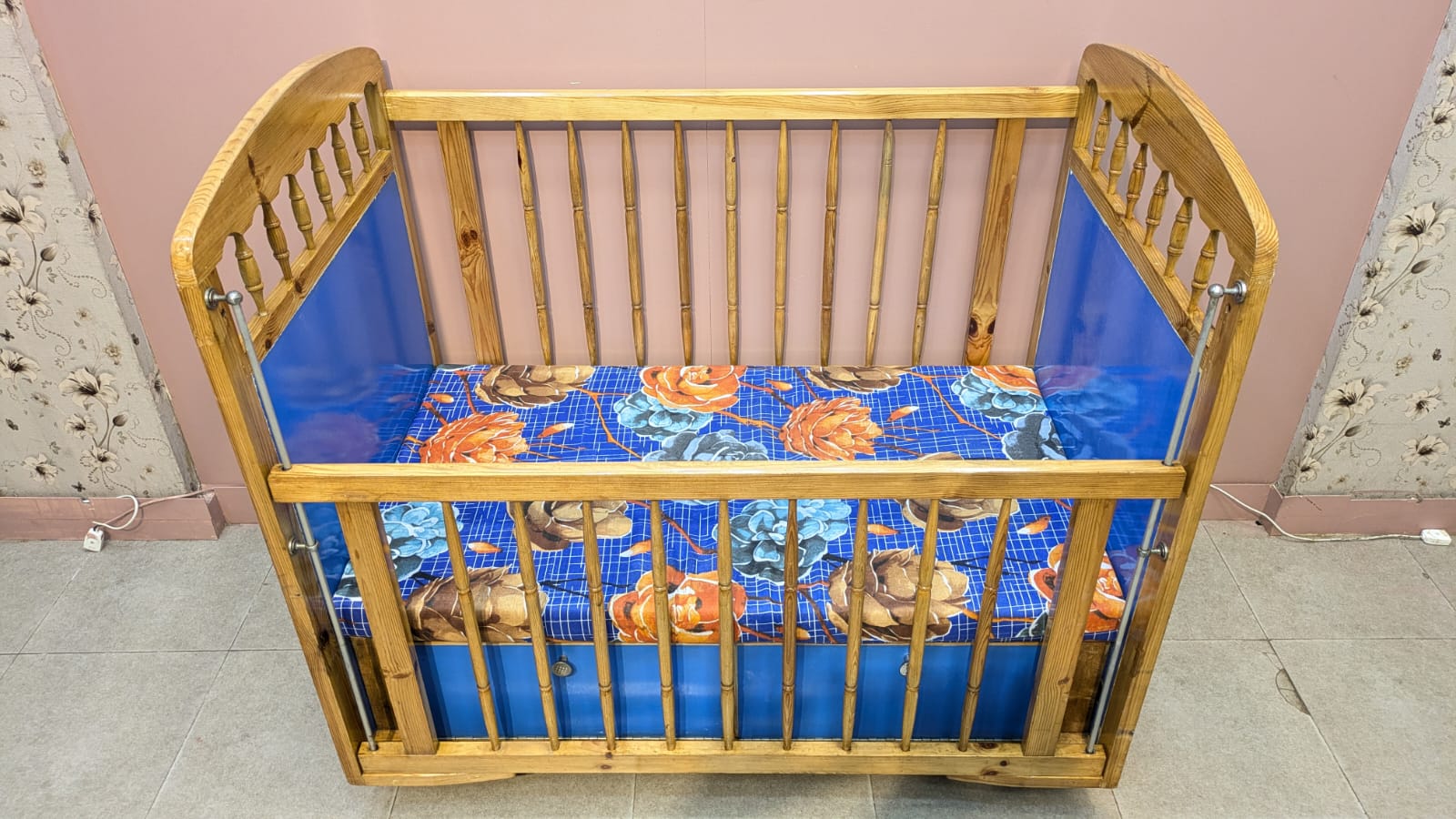 Wooden Baby Cot With Mattress