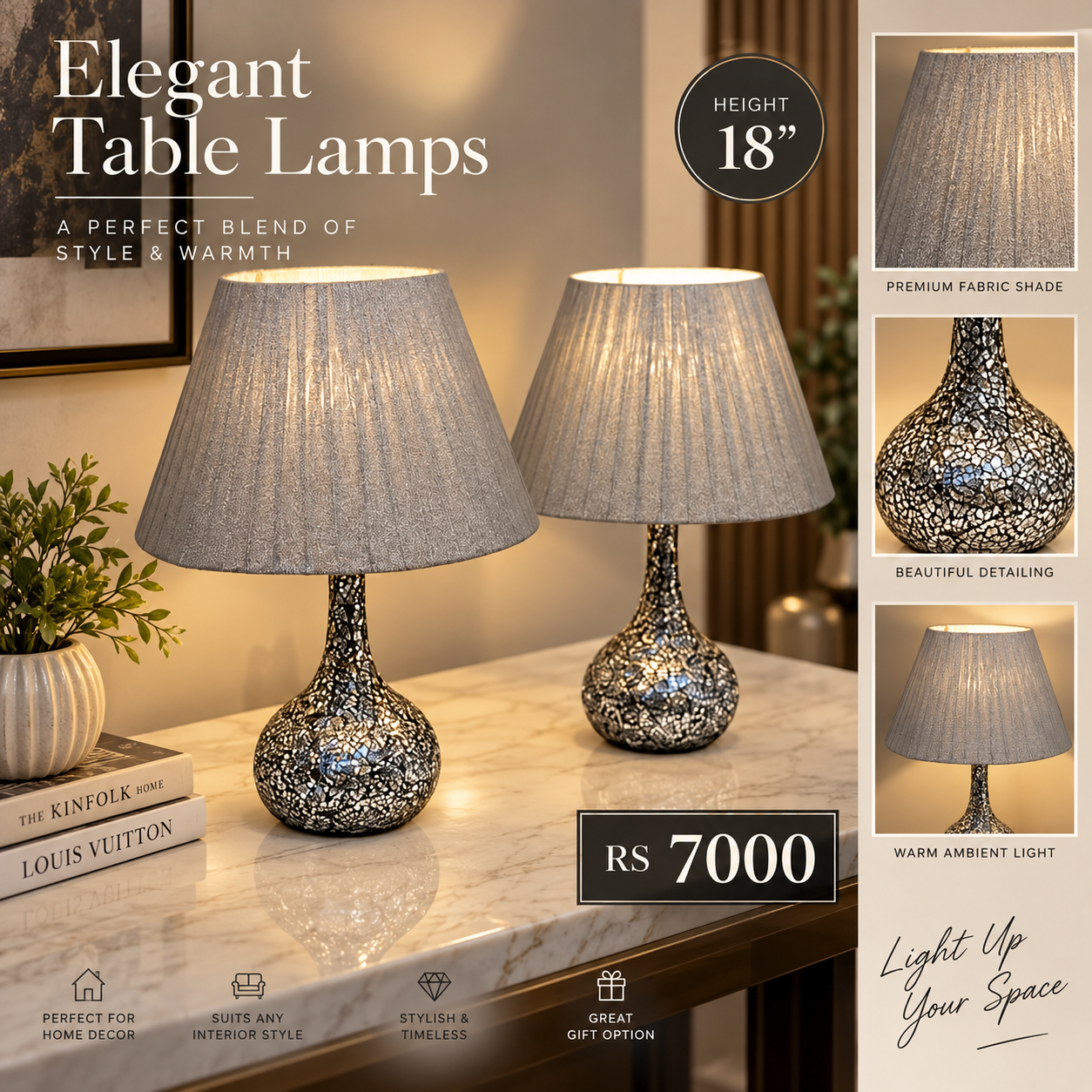 Imported Elegant Table lamps pair