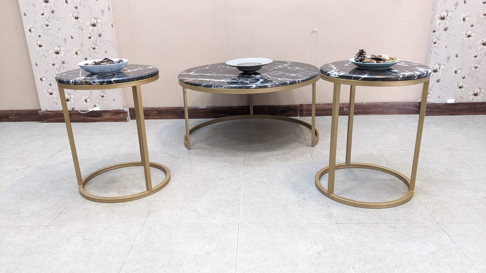 Marble Top Center and Side Tables Set