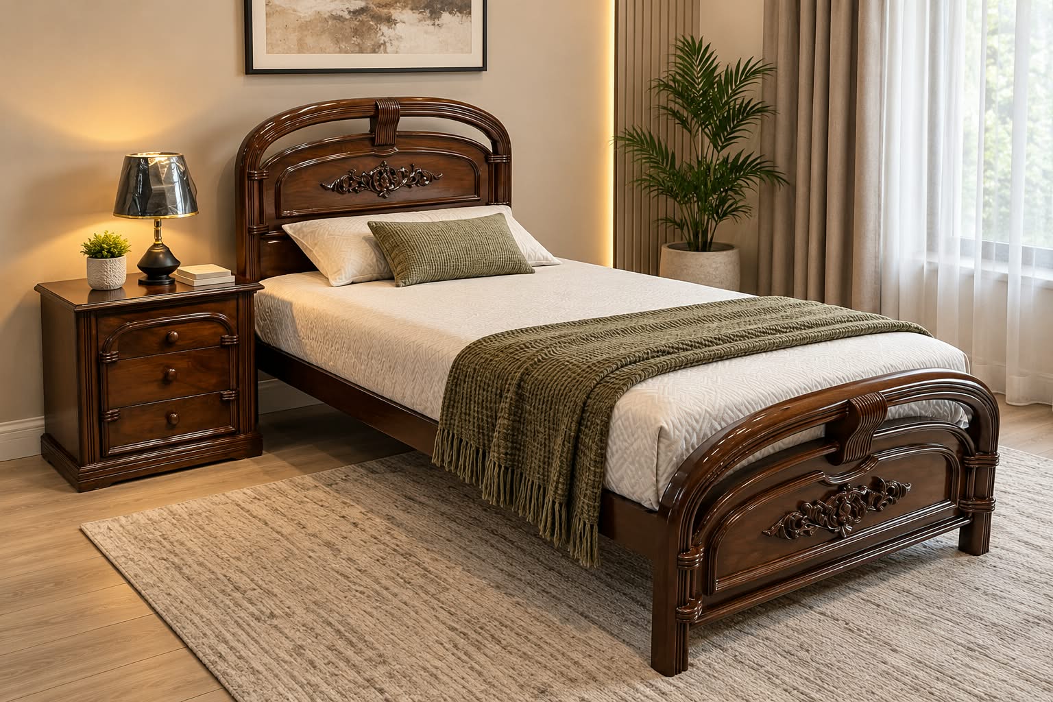 Single bed with 1 side table