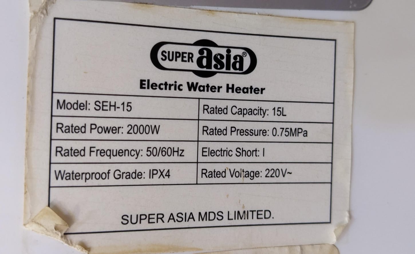 Super Asia Electric Geyser