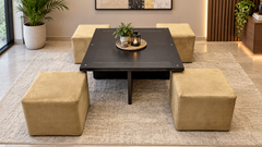 ELEGANT CENTER TABLE WITH 4 CUSHIONED STOOLS