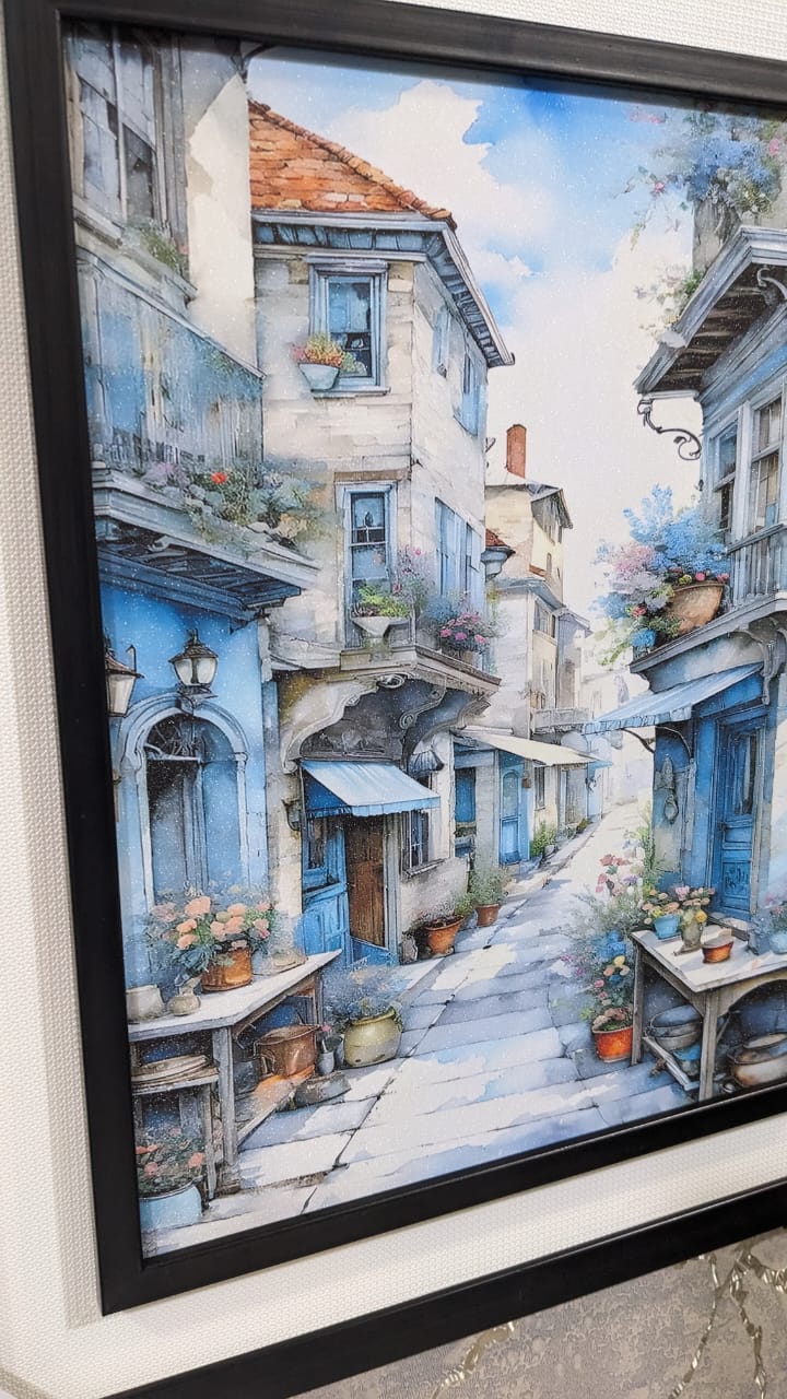 Wall Mounted Frame “Blue European Street”