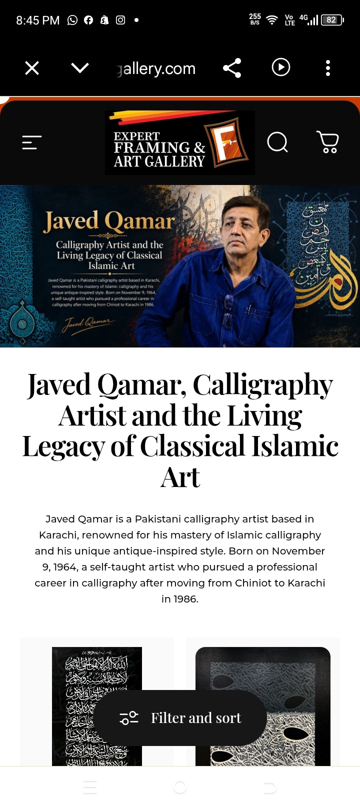 Original Javed Qamar Hand Painting Calligraphy