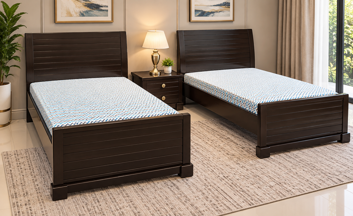Pair OF Single bed with 1 Side table