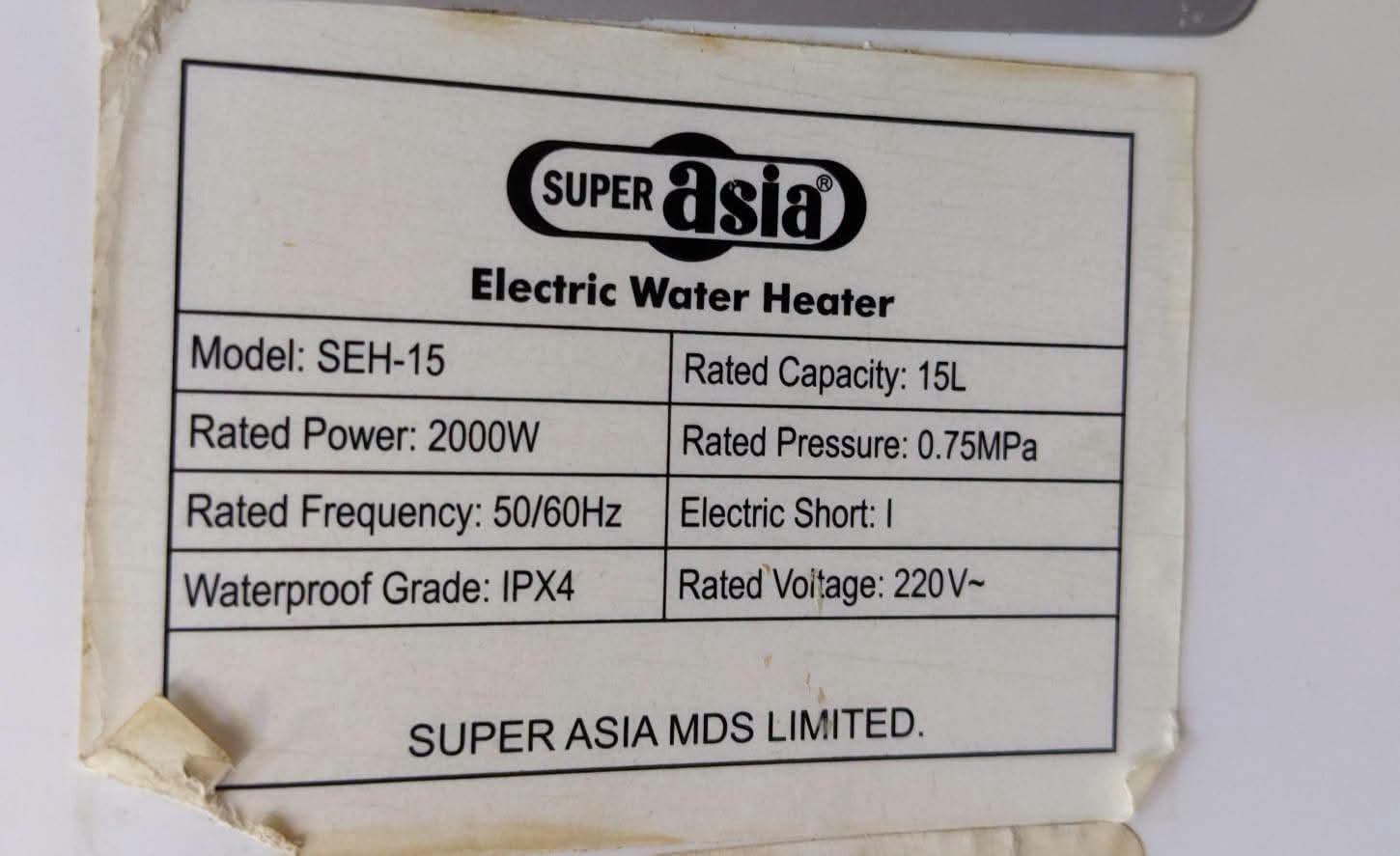 Electric Geyser – 15 Litres
