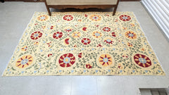 Imported Vintage Uzbekistan Suzani Hand Knotted Carpet