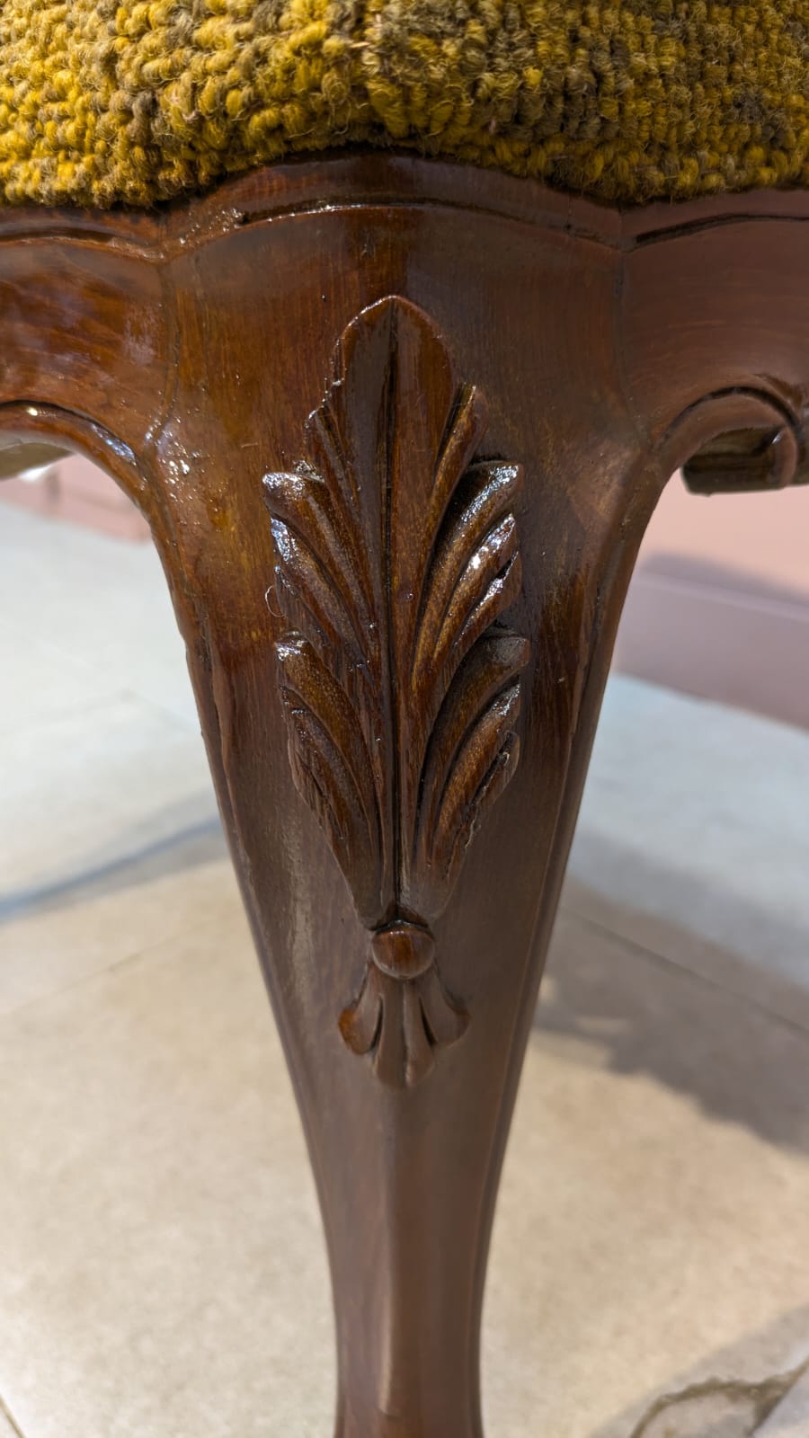 Solid Burma teak wood chair with stool