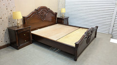 Diyar Wood King Size Bed with 2 Side Tables