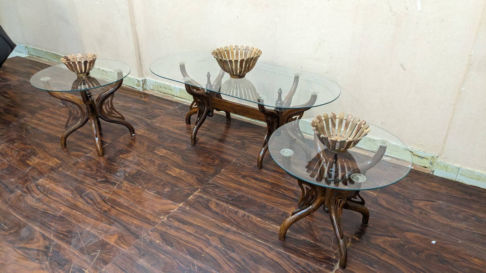 Pure Sheesham Wood Center & Side Tables Set