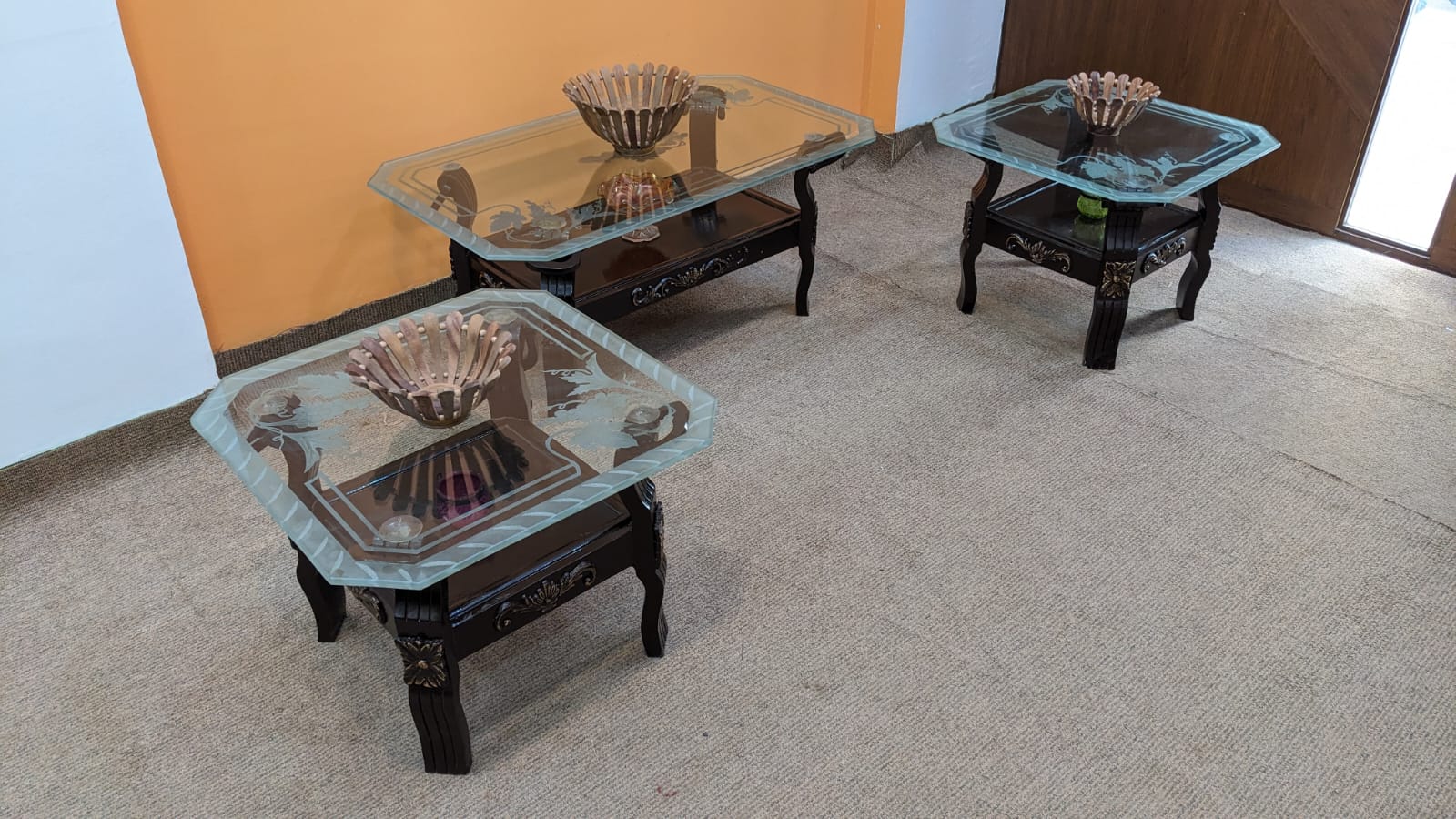 Sheesham Wood Center and Side Table Set