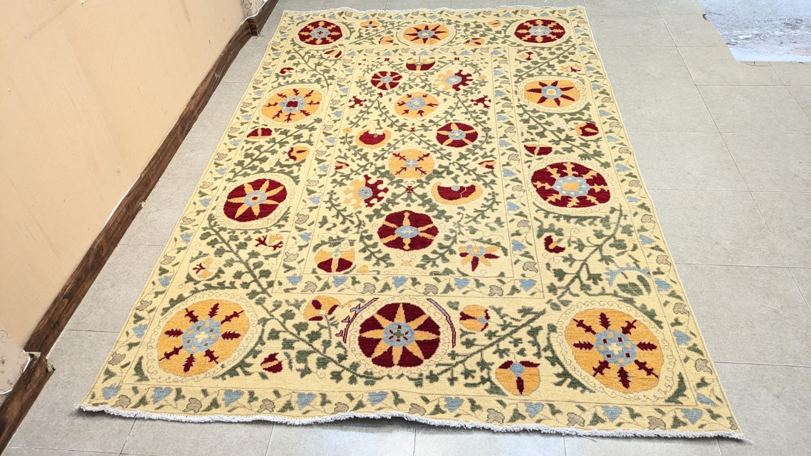 Imported Vintage Uzbekistan Suzani Hand Knotted Carpet