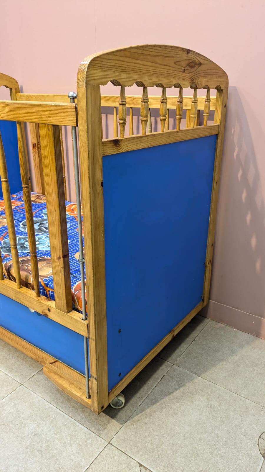 Wooden Baby Cot With Mattress