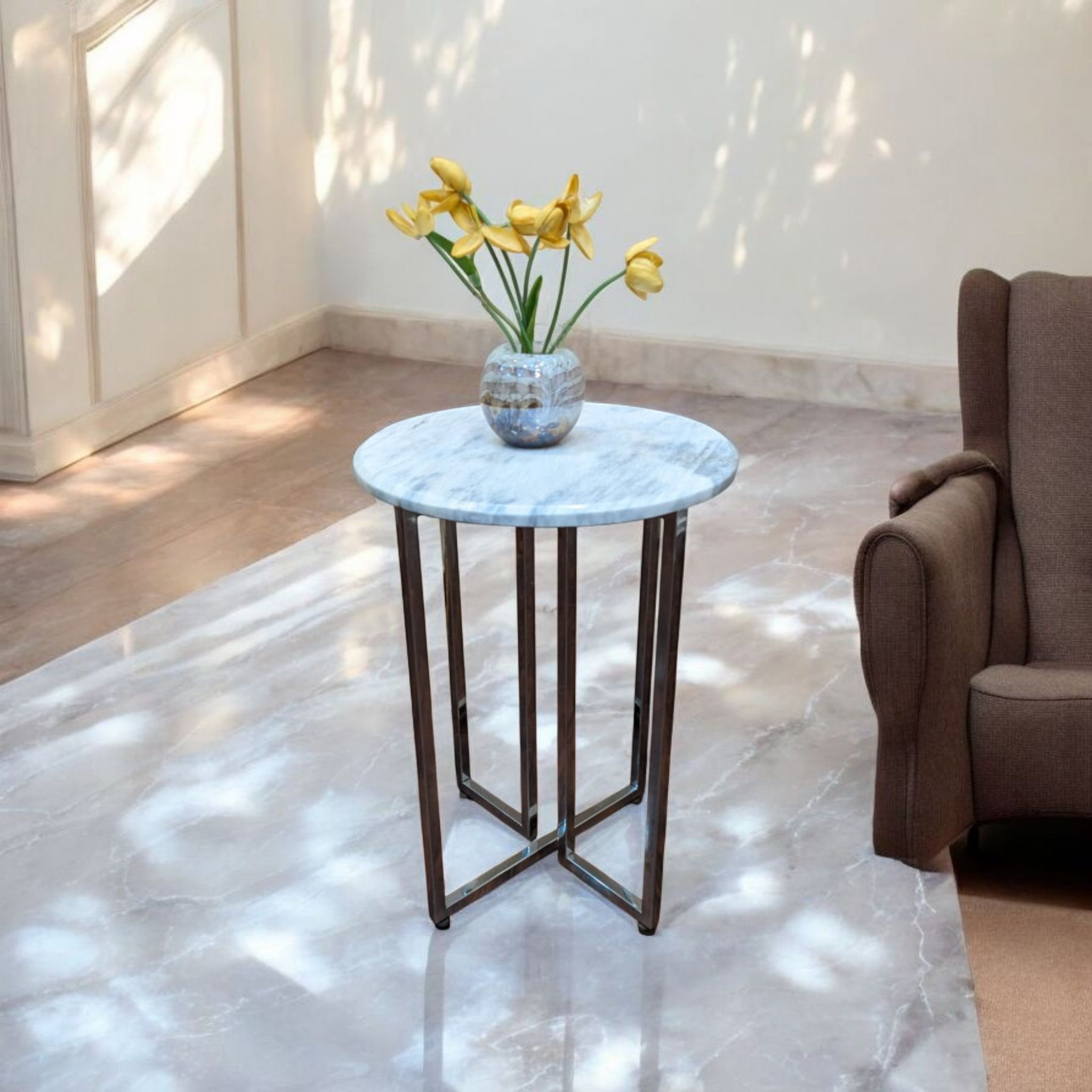 Marble Top Corner Table
