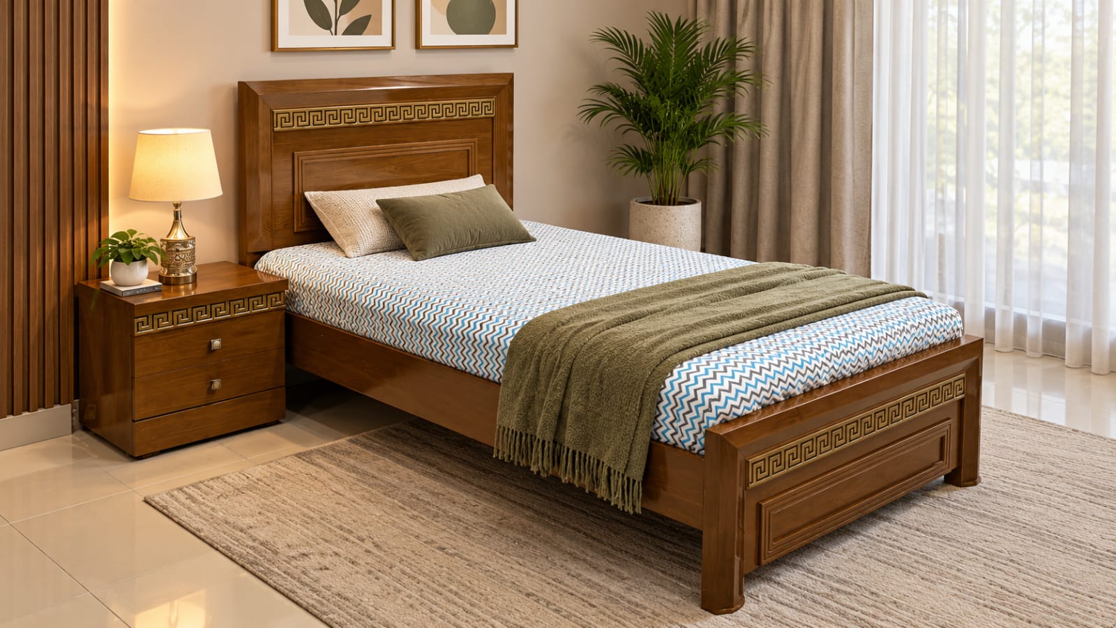 Single Bed With 1 Side Table