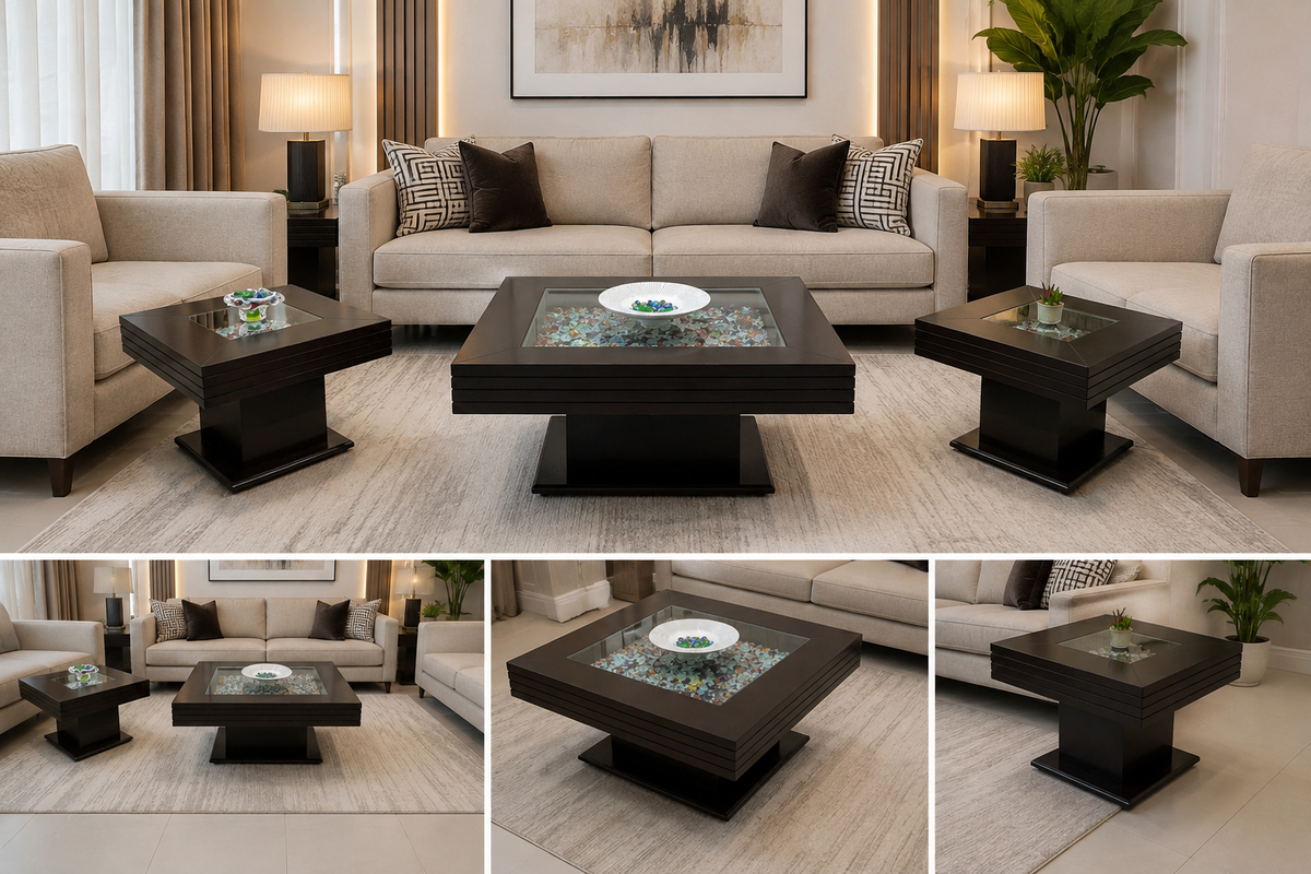 Center Table with 2 Side Tables Set