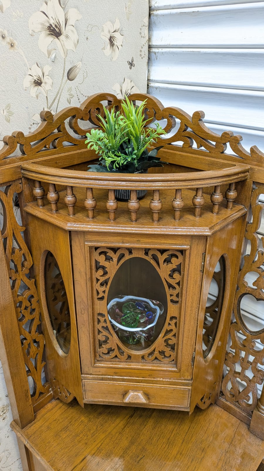 Antique Solid Burma Teak Wood Corner