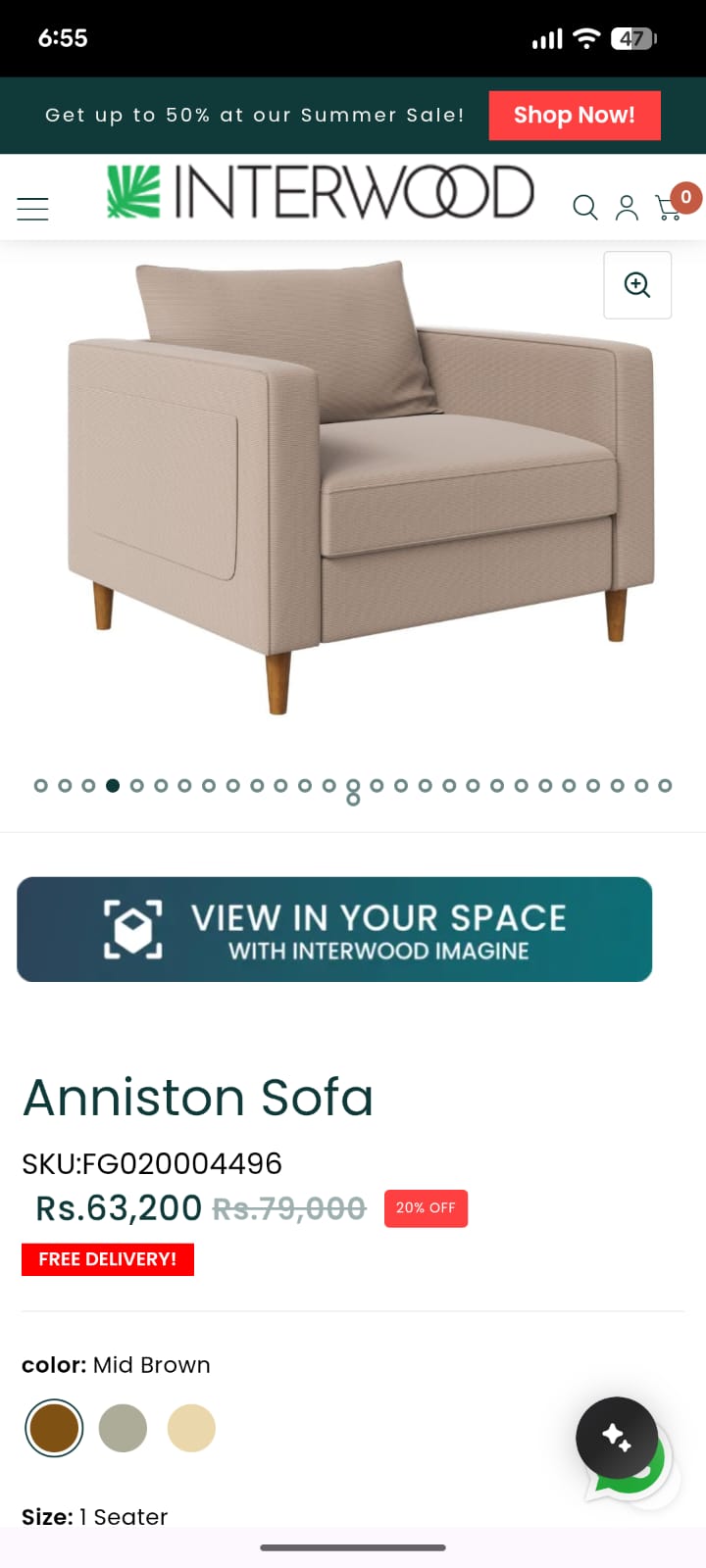 Interwood Anniston Single Seater Sofa