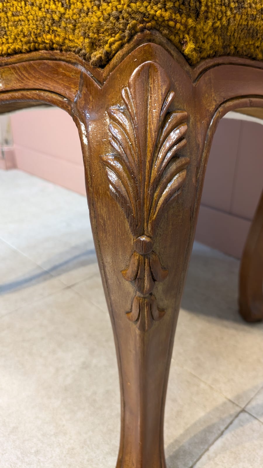 Solid Burma teak wood chair with stool
