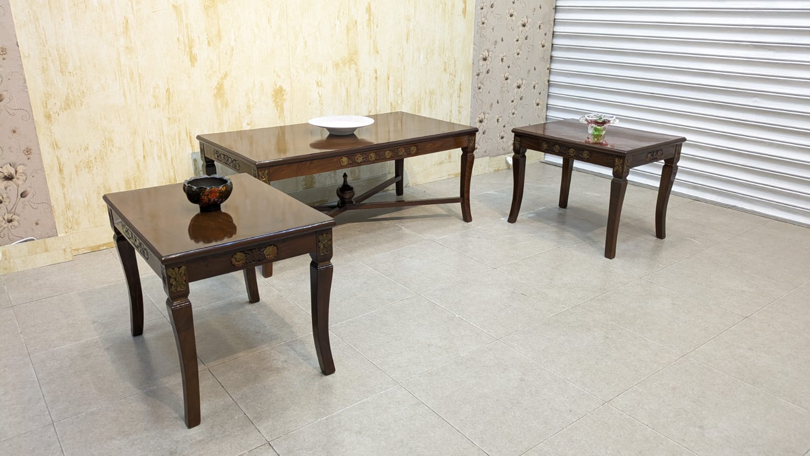 Center Table with 2 Side Tables Set