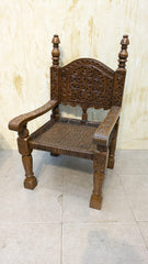 Antique Solid Burma Teak Wood Pair of Peerah Chair