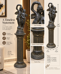 BRAND NEW  DECORATIVE PEDESTAL WITH FIGURINE
