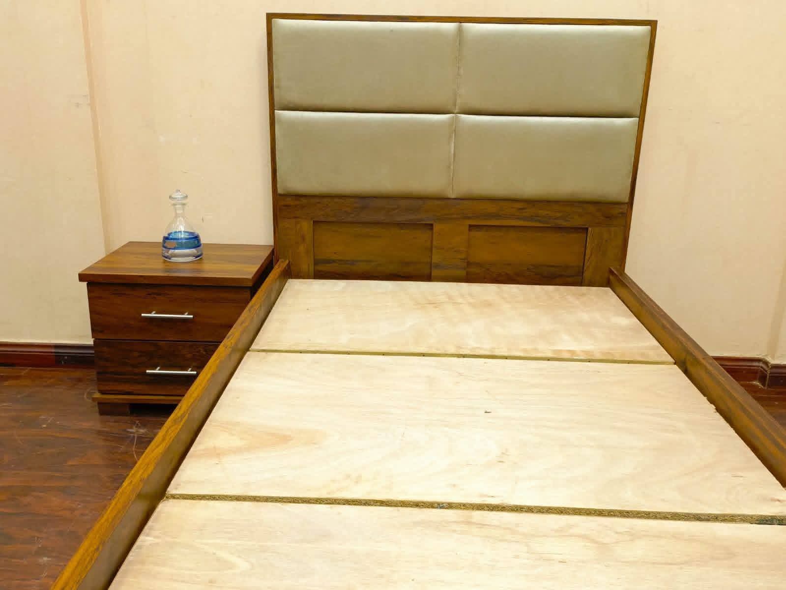 Panel Design Single Bed with 1 Side Table