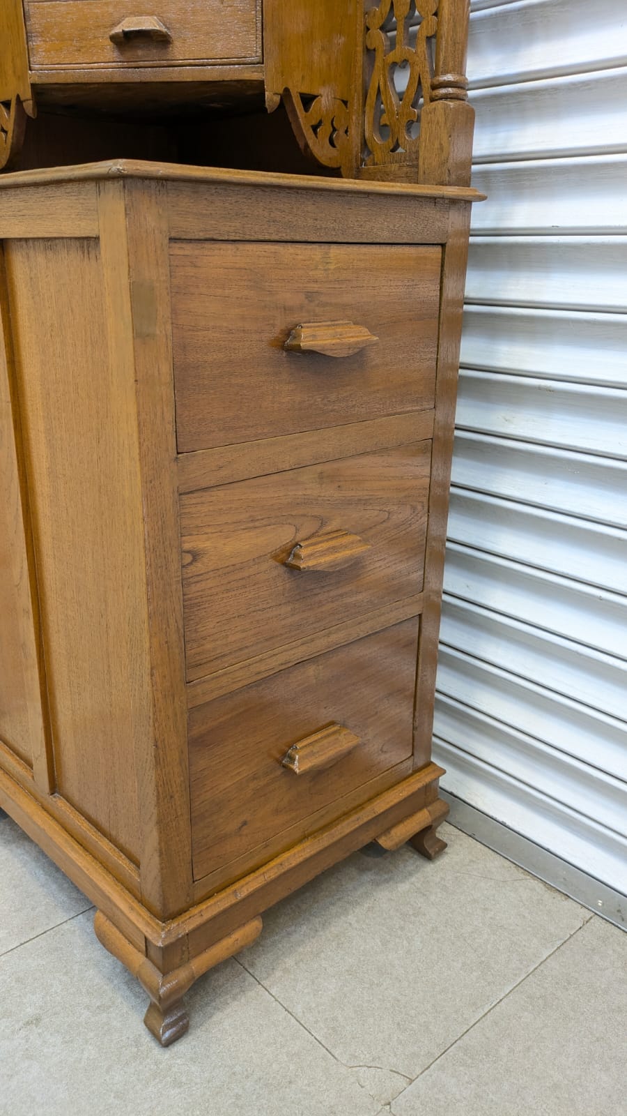 Antique Solid Burma Teak Wood Corner