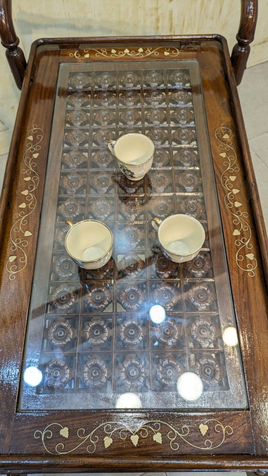 Solid sheesham Wood 2 Tier Tea Trolley